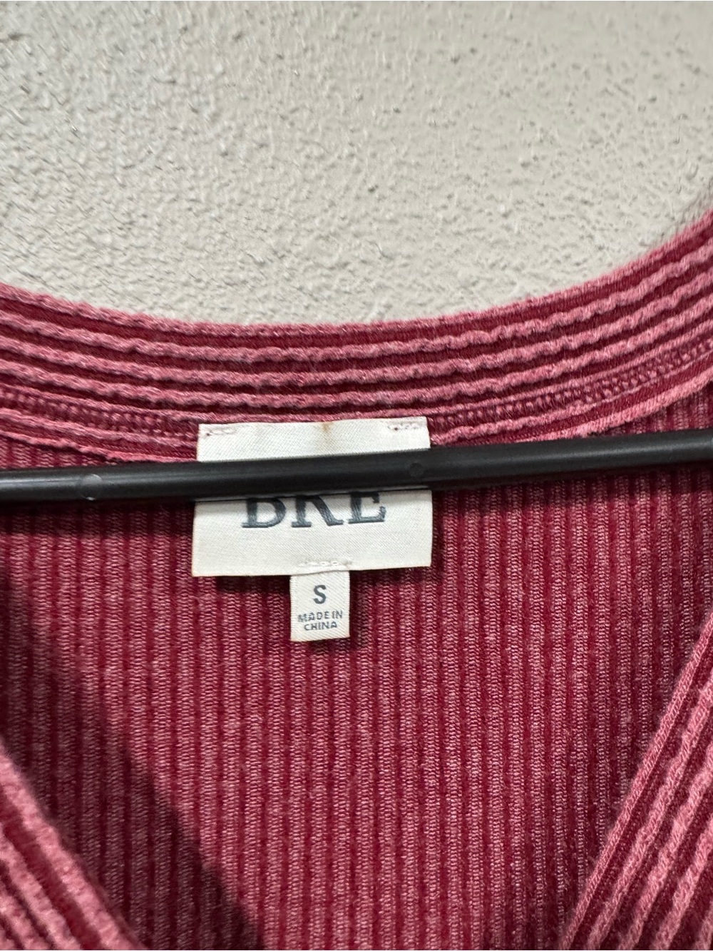 BKE Ribbed Henley Tank Top in Burgundy - Picture 3 of 5